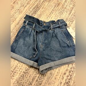 Forever 21 Blue High-Waist Denim Shorts
